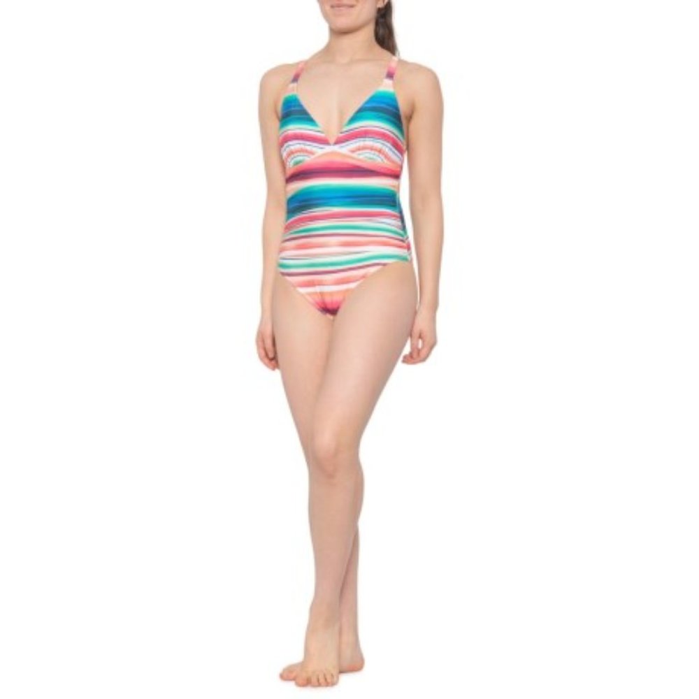 Solar Stripe  Cross-back swimsuit , 6